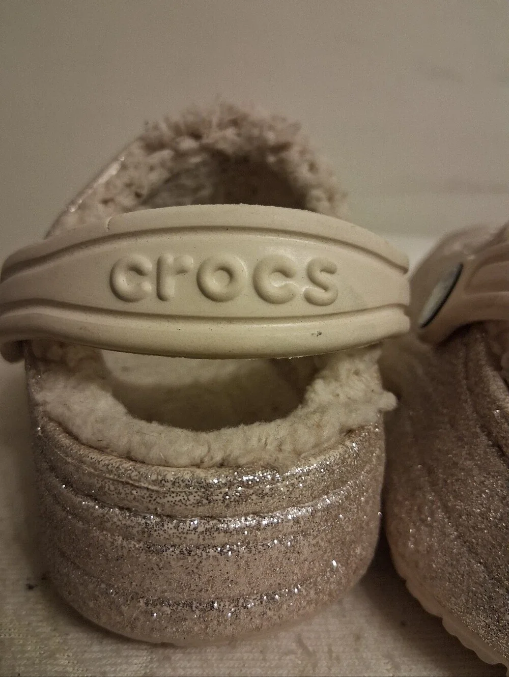 Kids Glitter Lined Clog - Cream/Sparkle Size C 7